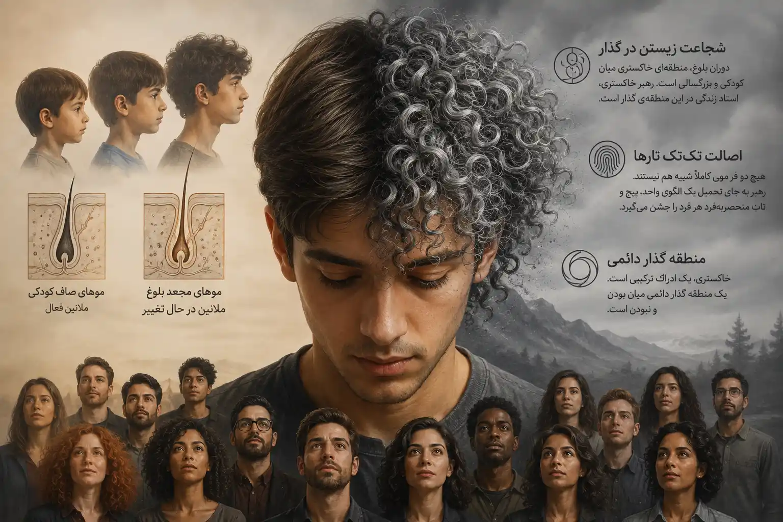 عکس موهای مجعد خاکستری انسان 